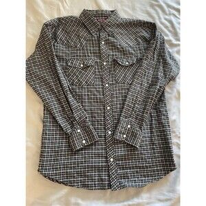 Outback Rider Shirt Men Size L  Black & White Checked Long Sleeves